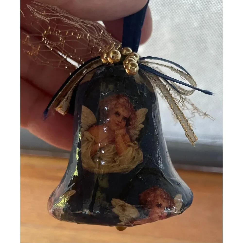 Vintage Giftco Victorian Angel Decoupage Christmas Ornaments Set of 3